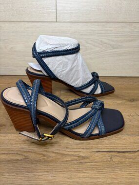 Giani Bernini Women's Renaee Block Heel Woven Strappy Sandals Navy Size 9M